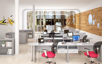 Набор мебели в офис SIMPLE с эргономичными столами и шкафом в Самаре - предосмотр 1
